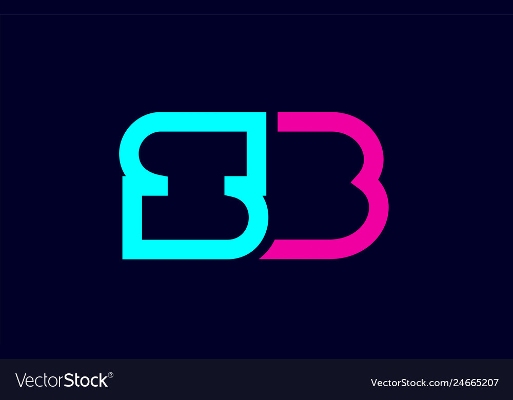 Sb S B Blue Pink Colorful Alphabet Alphabet Vector Image