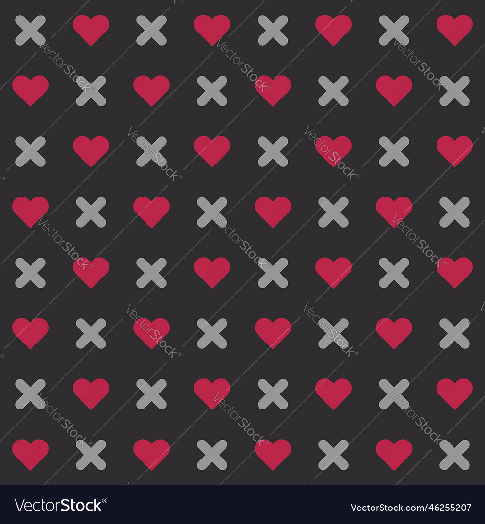 Seamless cross and heart shape background pattern vector image Seamless cross and heart shape background pattern