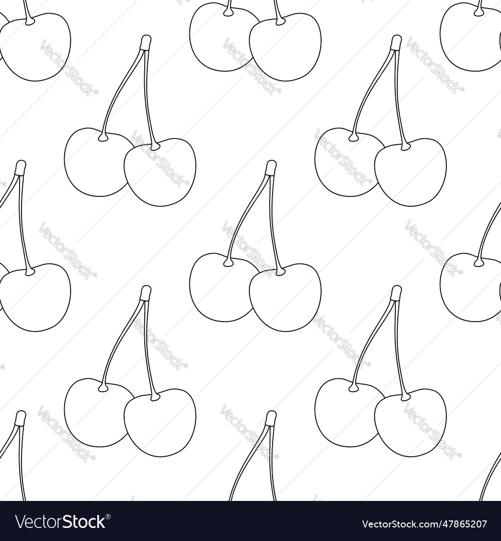 Seamless pattern with cute cherries