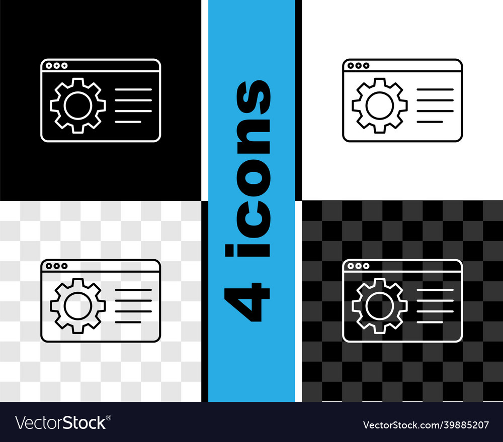 Set line browser setting icon isolated on black vector image Set line browser setting icon isolated on black