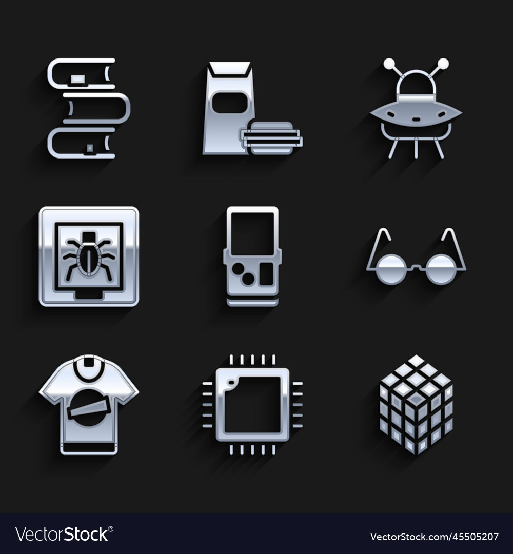 Set tetris processor with cpu rubik cube vector image Set tetris processor with cpu rubik cube