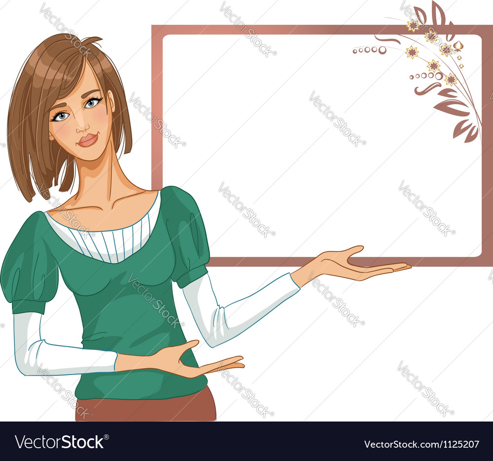 Young woman posing for presentation