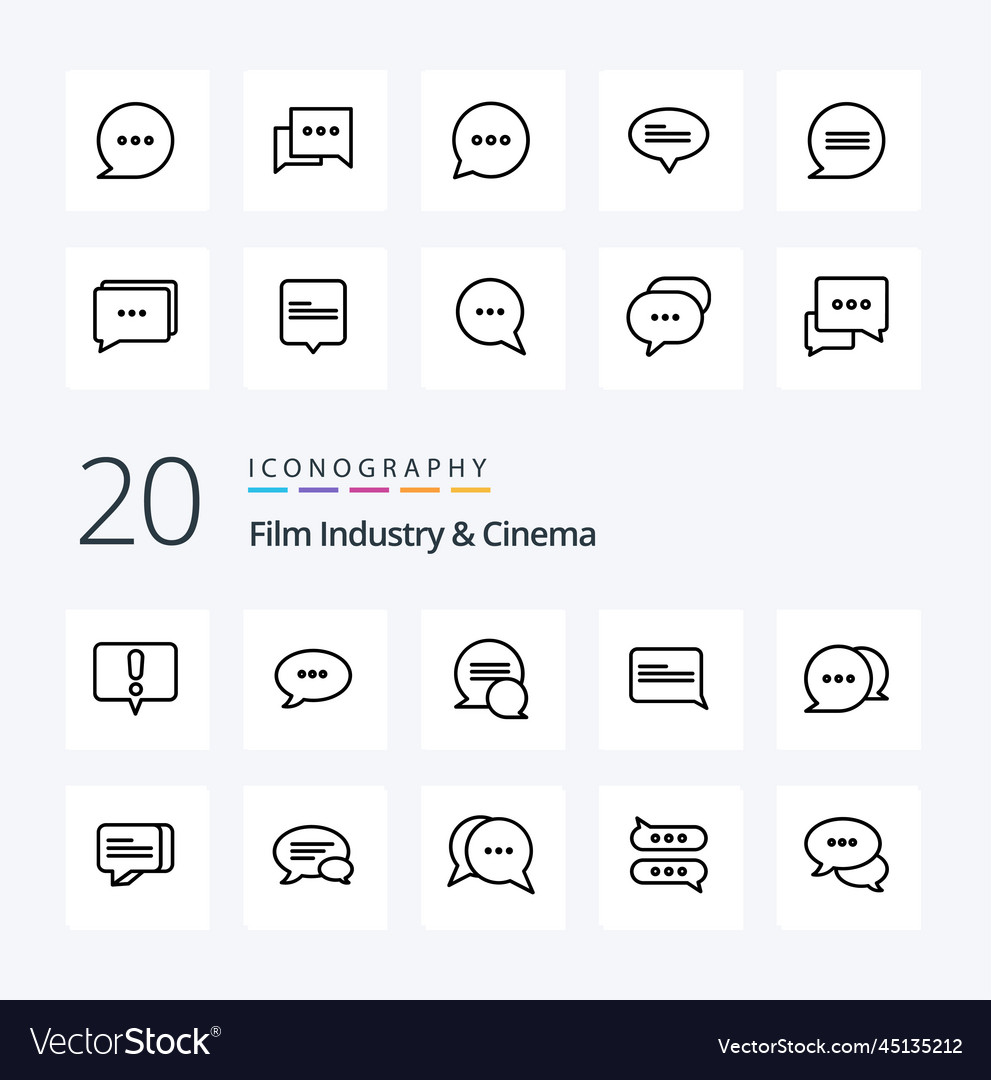 20 cenima line icon pack like comment chat