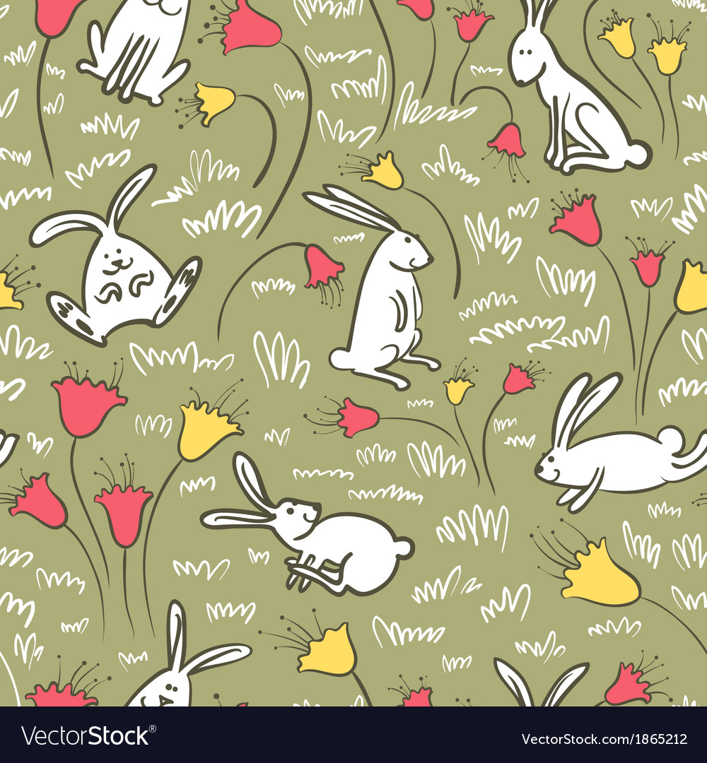 Bunnies And Flowers Royalty Free Vector Image - Vectorstock