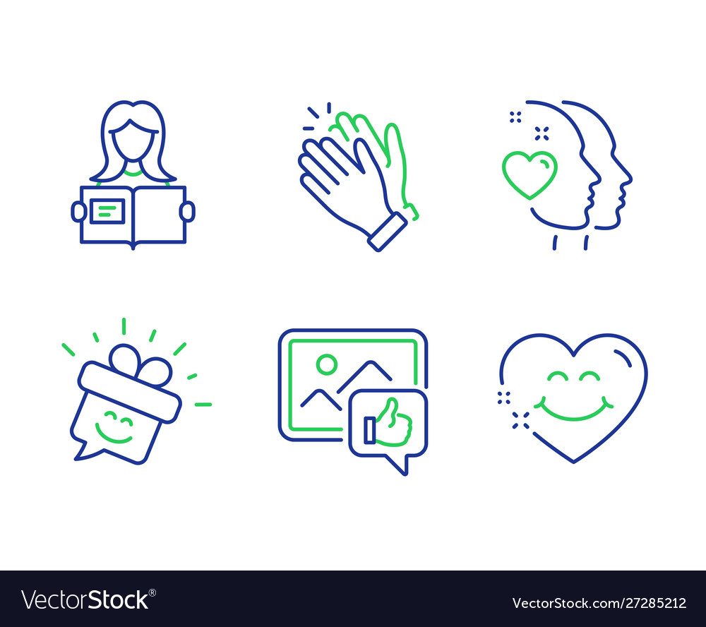 Clapping hands smile and like photo icons set vector image Clapping hands smile and like photo icons set
