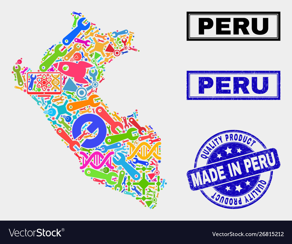 Collage industrial peru map and quality product