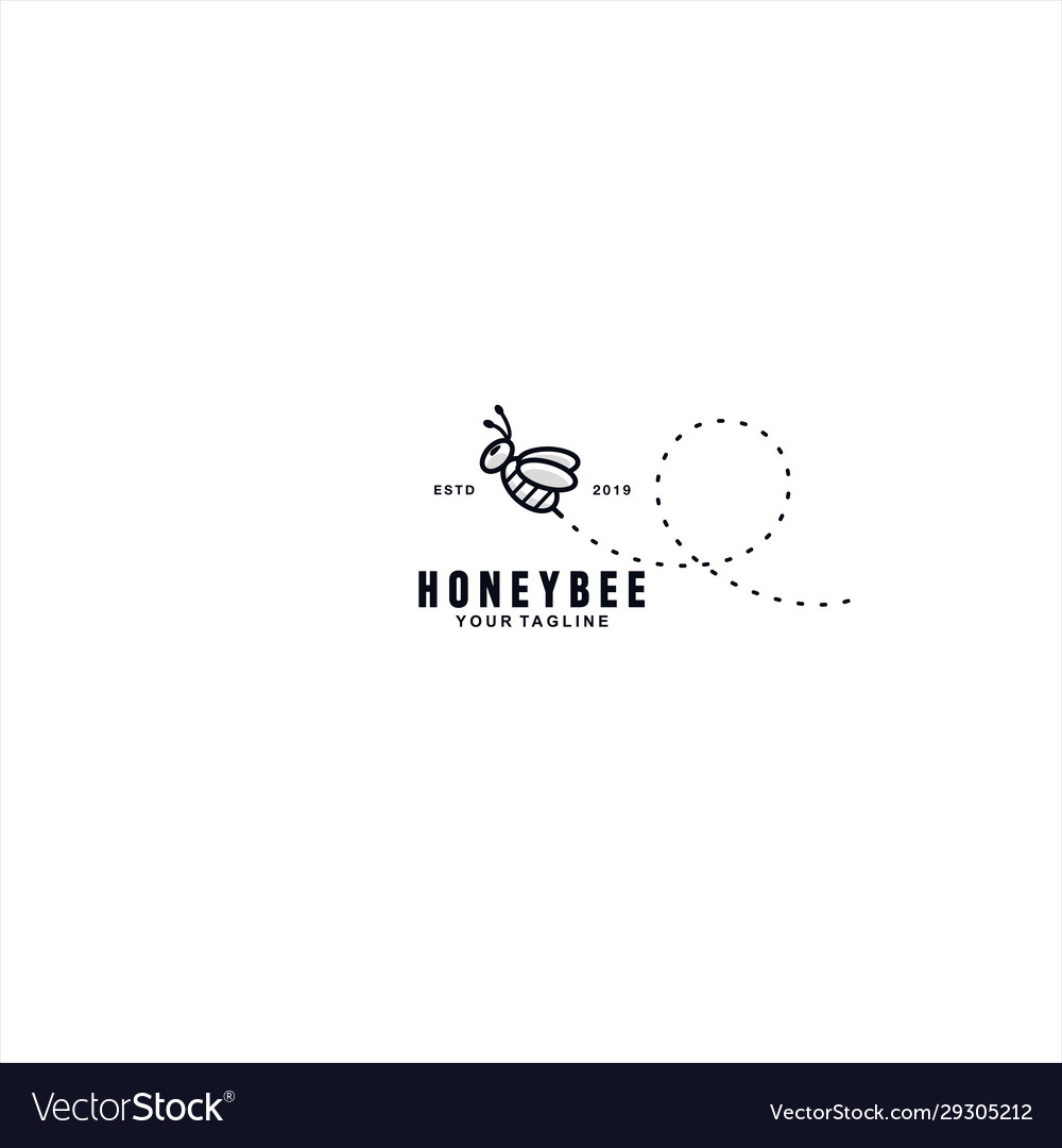 Cute honey bee logo design template