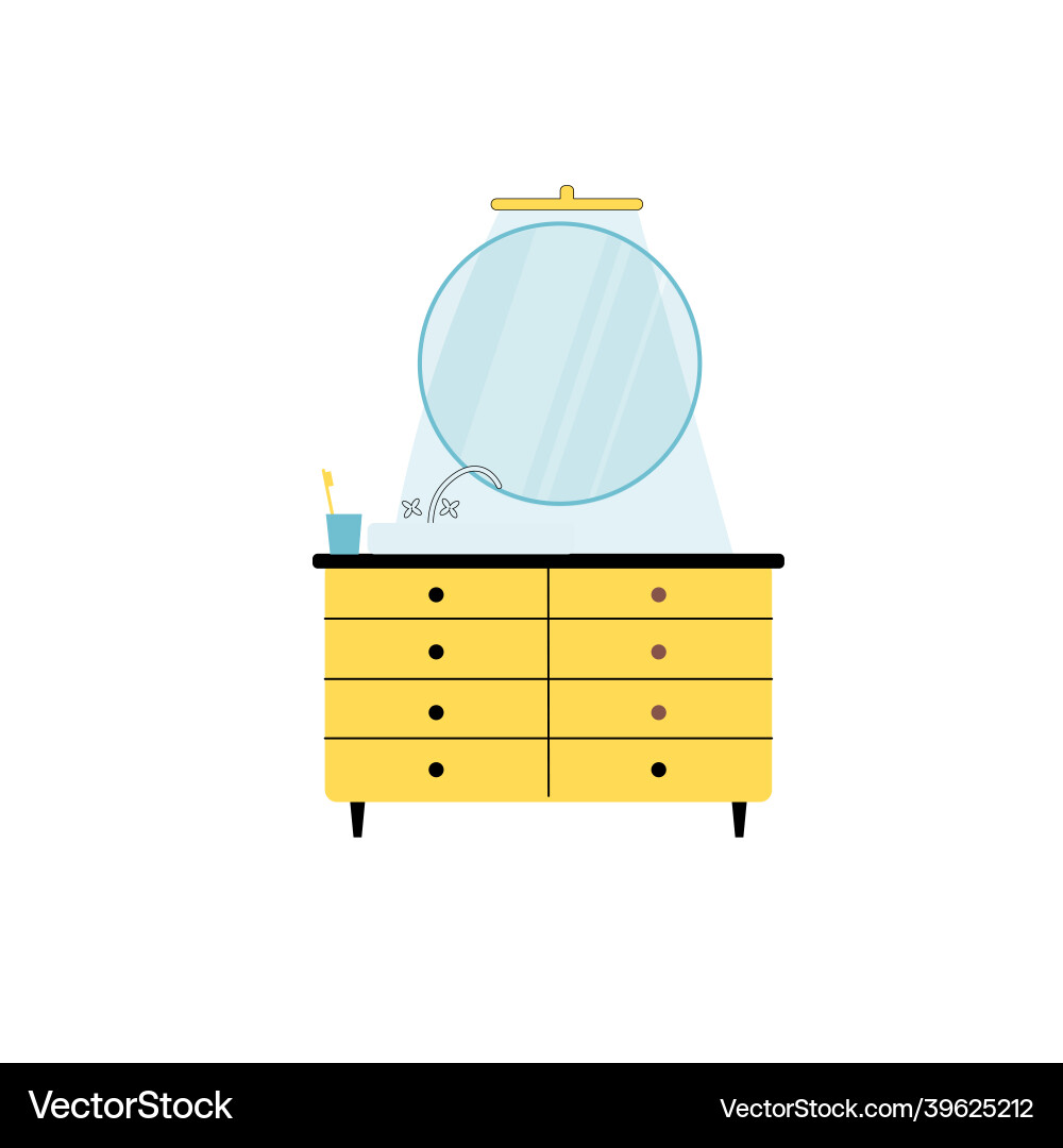 Flat cartoon bathroom cabinet with mirrorsink Vector Image