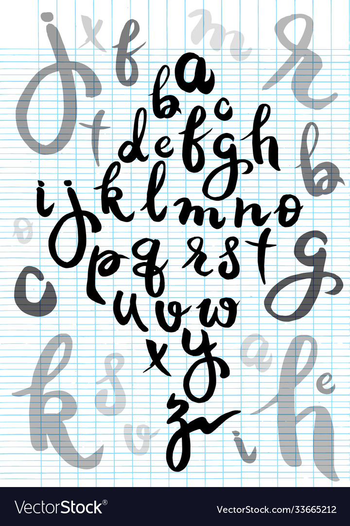 Handwritten brush script letters isolated
