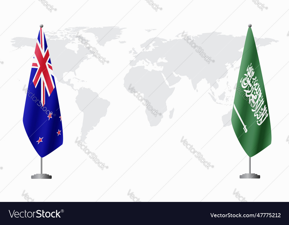 New zealand and saudi arabia flags for official