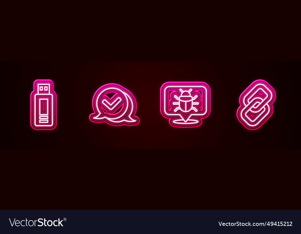 Set line usb flash drive check mark in speech vector image Set line usb flash drive check mark in speech