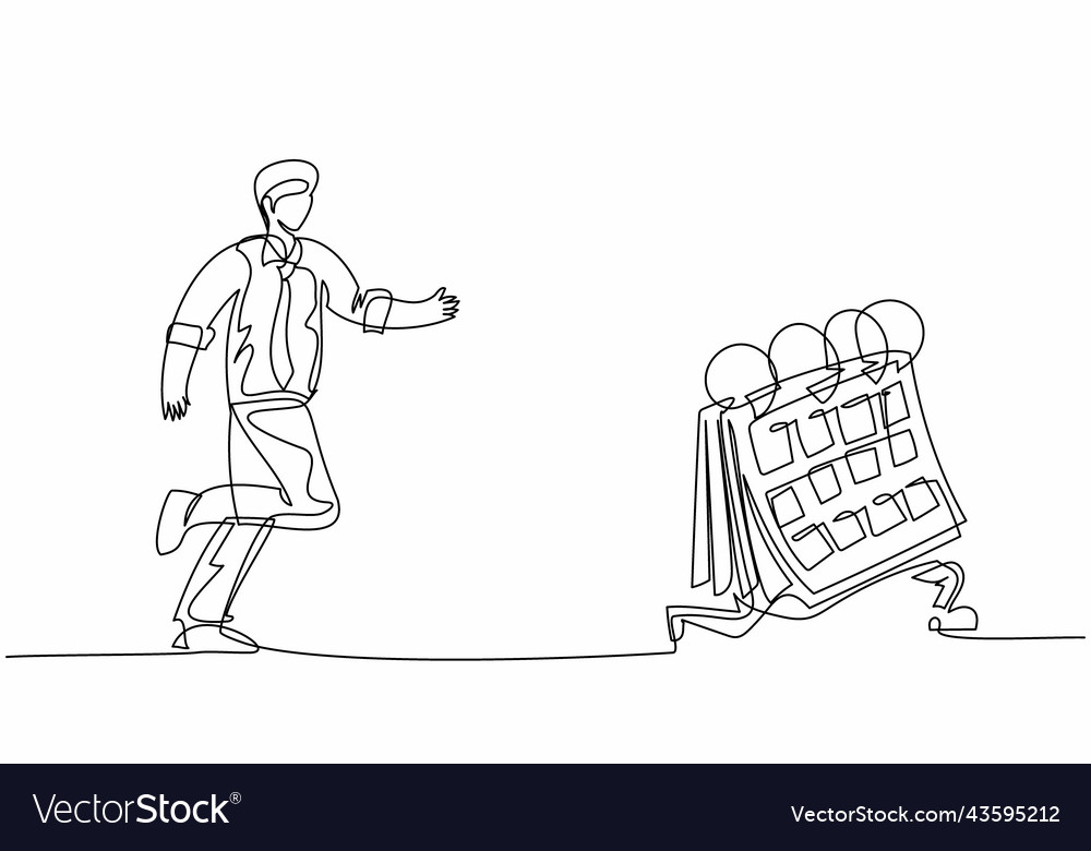 Single continuous line drawing businessman run Vector Image