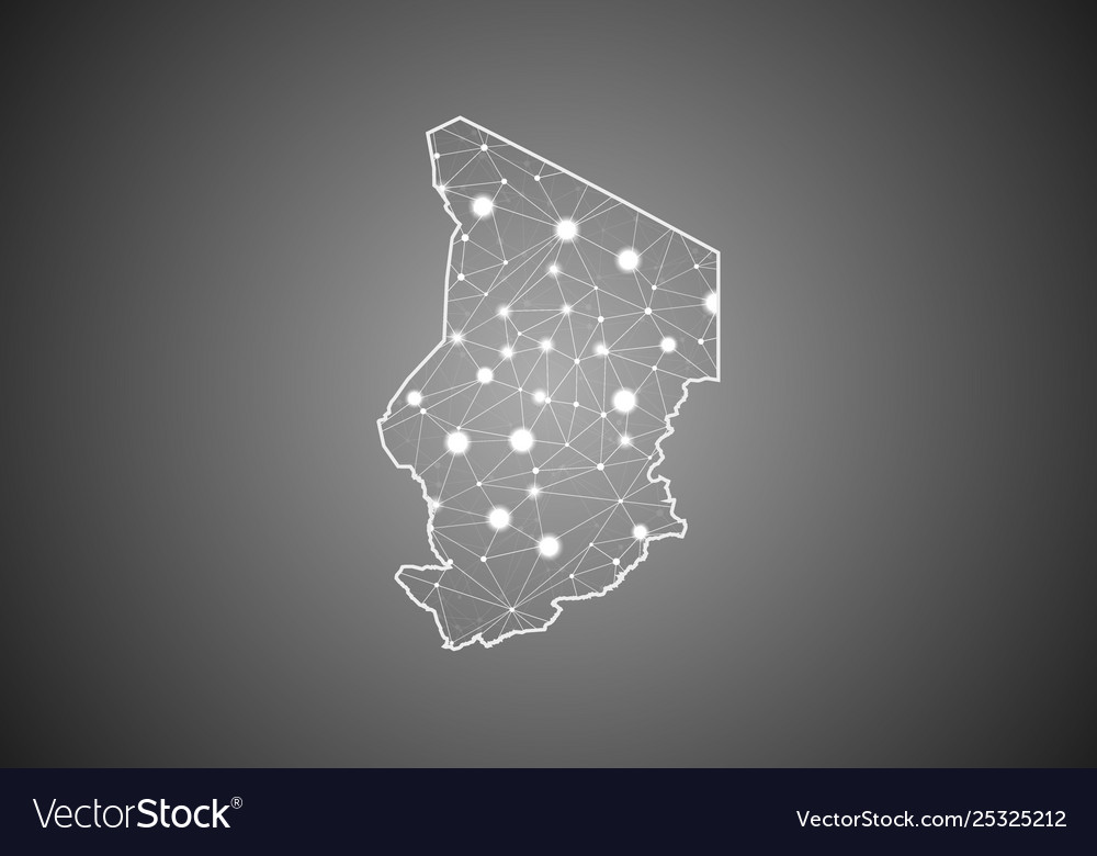 Wireframe mesh polygonal chad map abstract vector image Wireframe mesh polygonal chad map abstract