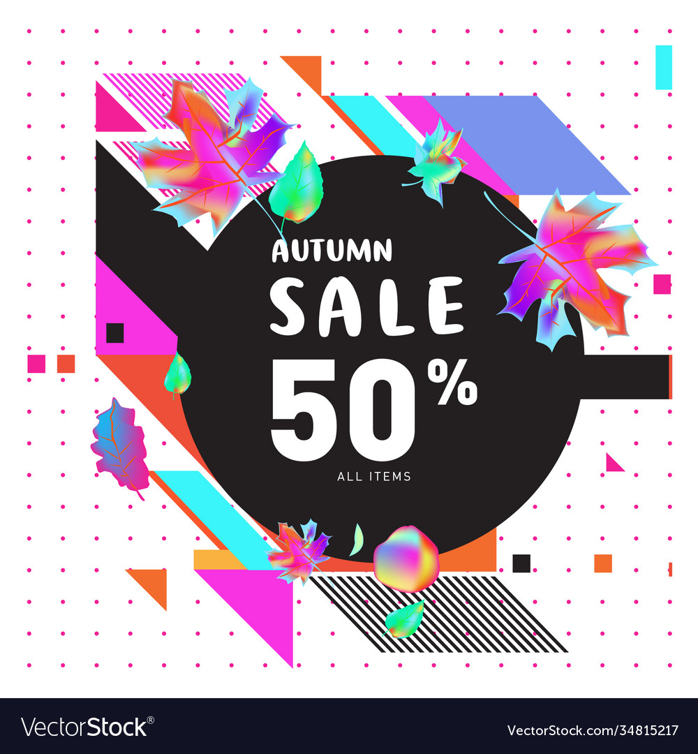 Autumn sale memphis style web banner fashion