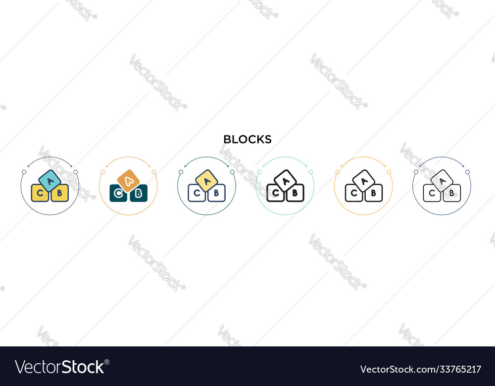 Blocks icon in filled thin line outline