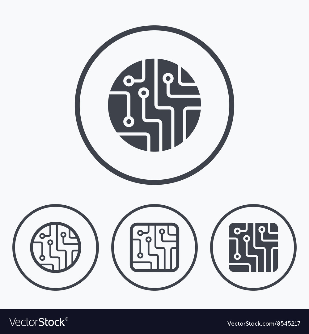 Circuit board signs technology scheme icons