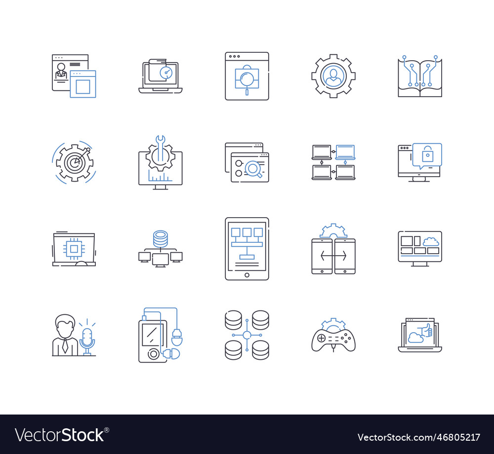 Information systems line icons collection vector image Information systems line icons collection