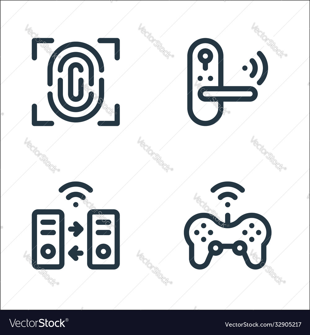 Internet things line icons linear set quality vector image Internet things line icons linear set quality