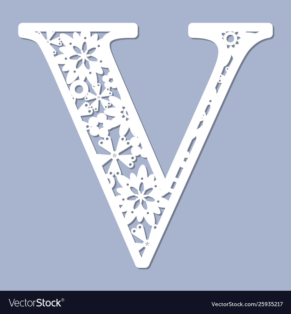 Laser cutting pattern letter v Royalty Free Vector Image