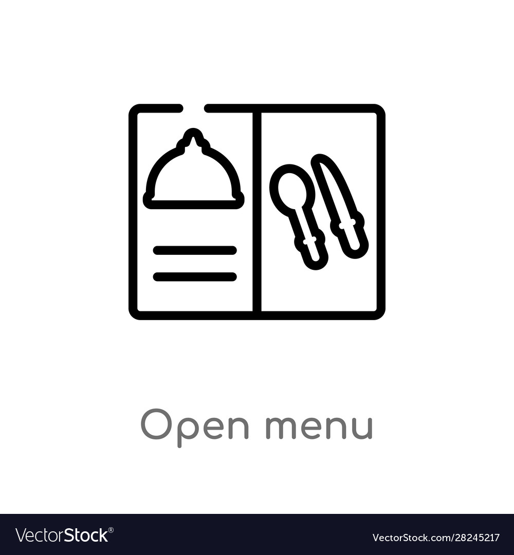 Outline open menu icon isolated black simple line