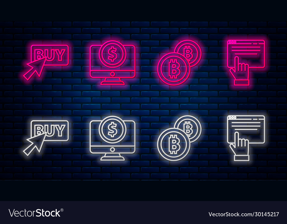 Set line computer monitor with dollar vector image Set line computer monitor with dollar