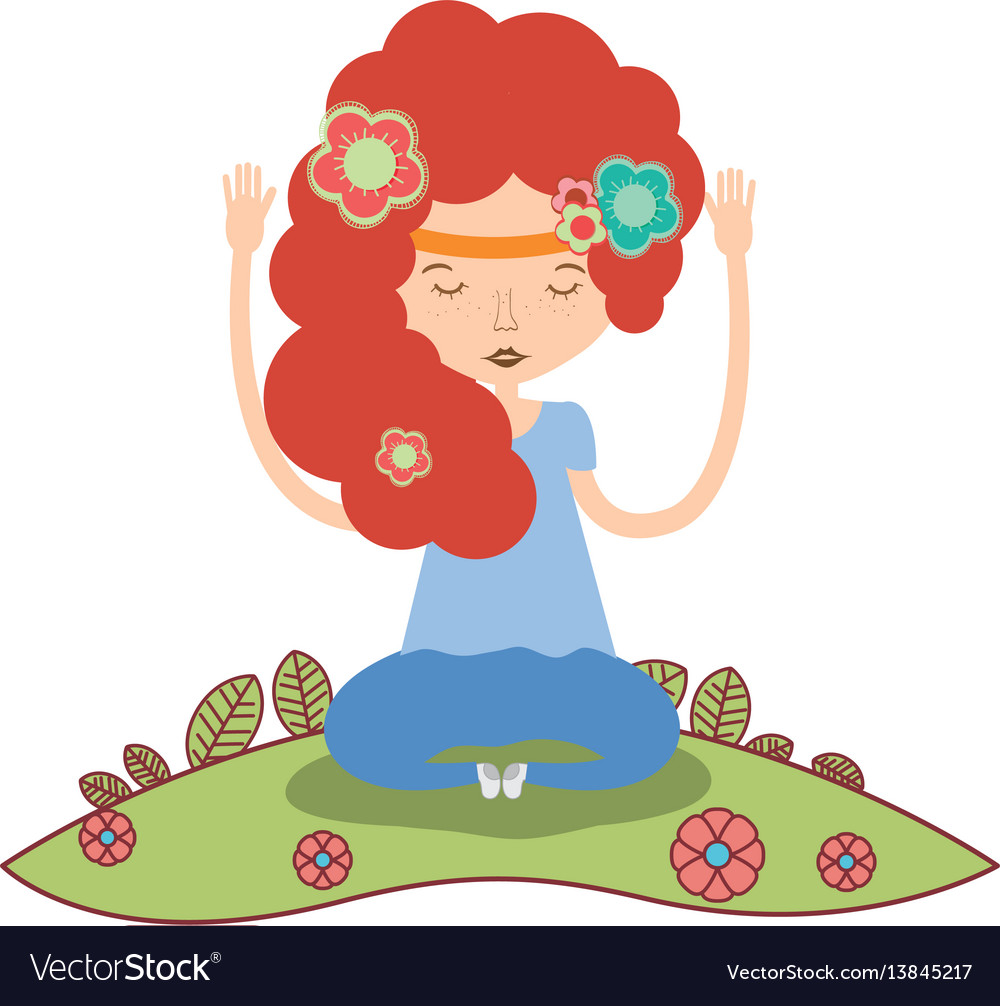 Woman In Cloud Peace And Love Royalty Free Vector Image