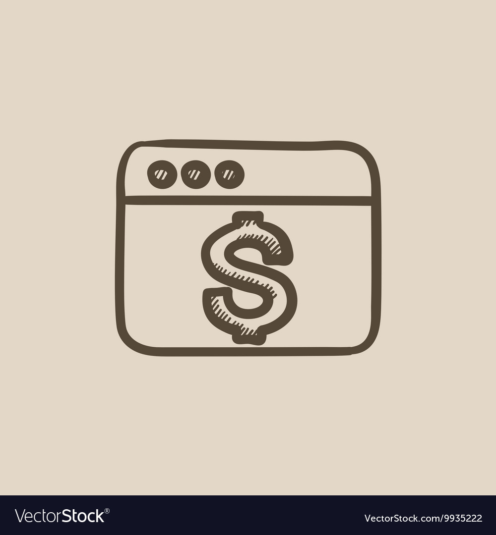 Browser window with dollar sign sketch icon