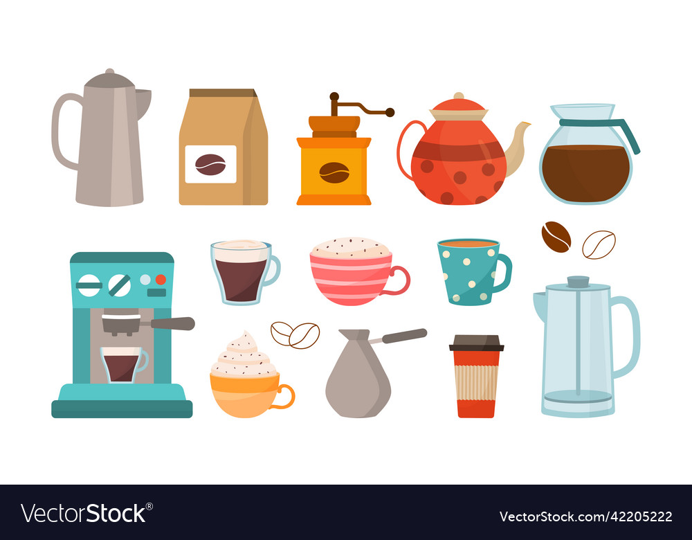 Coffee elements set Royalty Free Vector Image - VectorStock