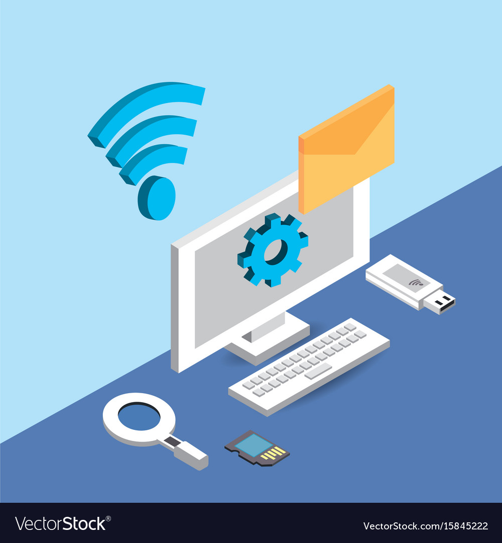 Computer with wifi network and e-mail mesage