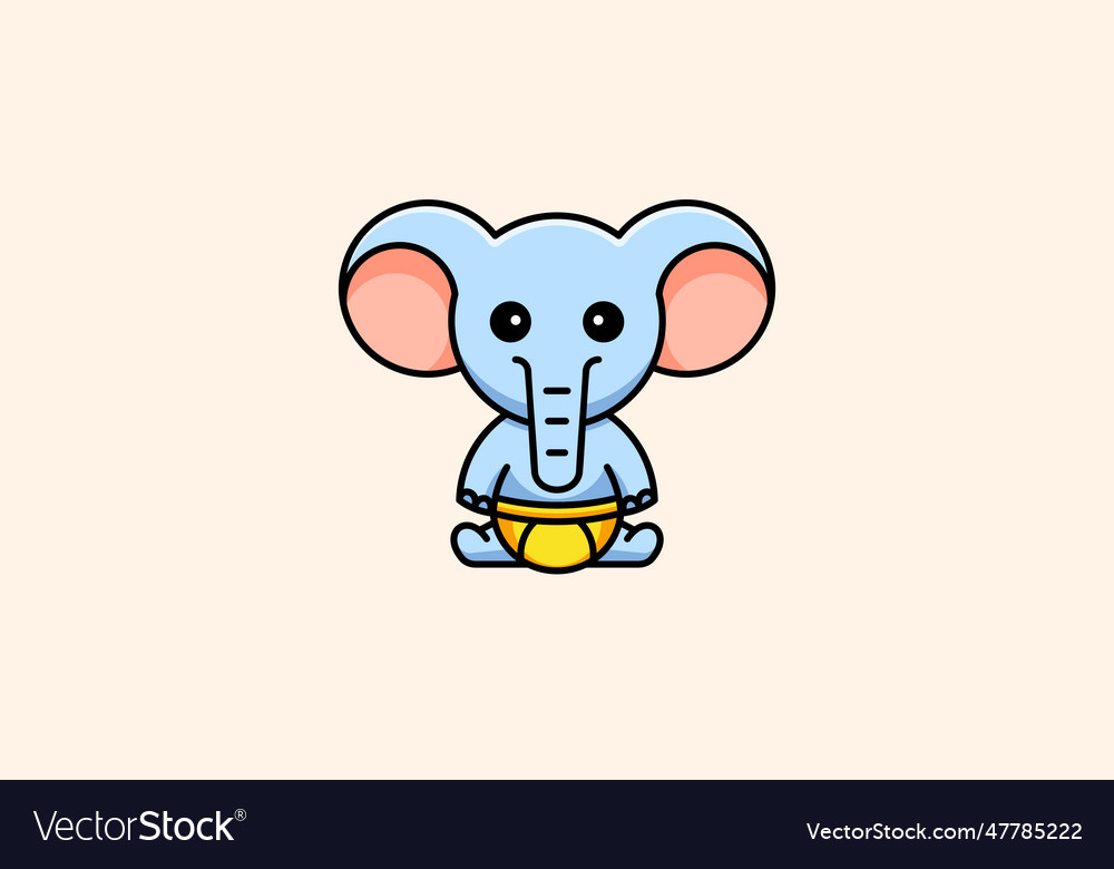 Cute baby elephant logo design template