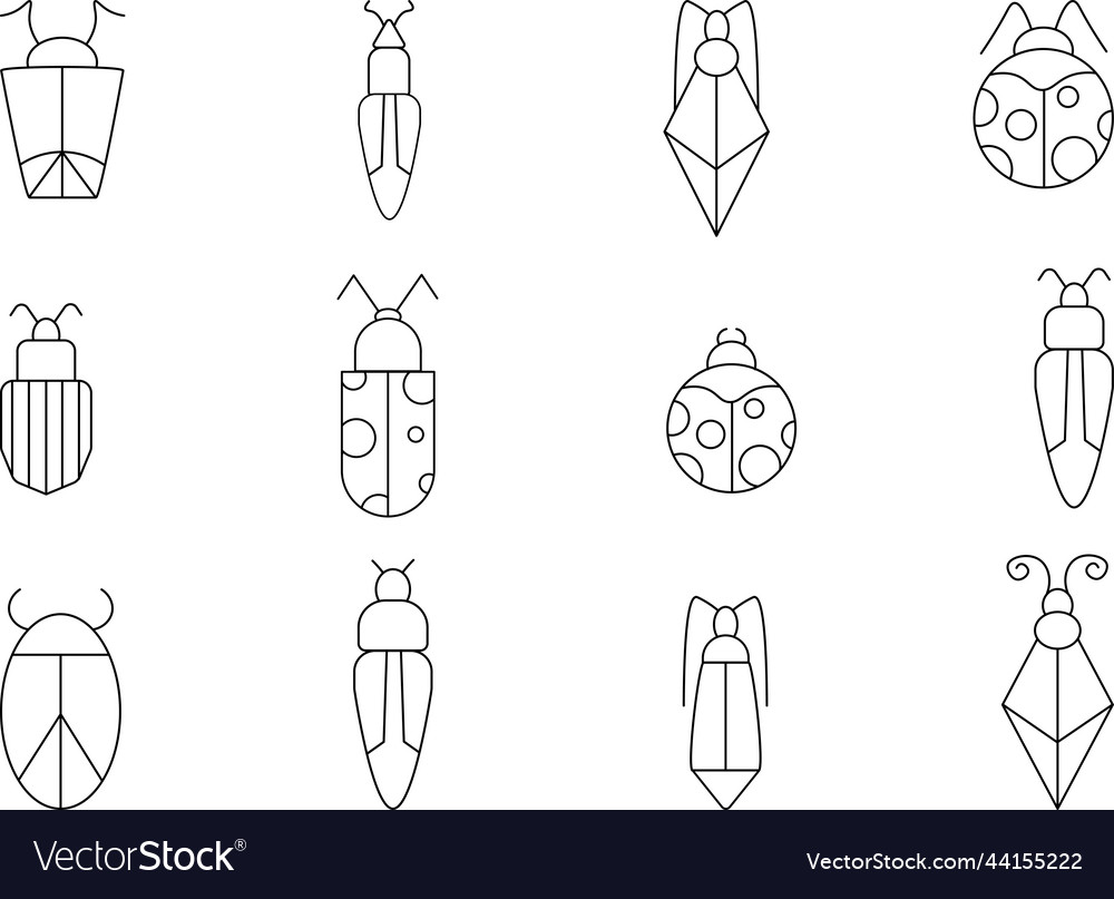 Flat insect bug set vector image Flat insect bug set