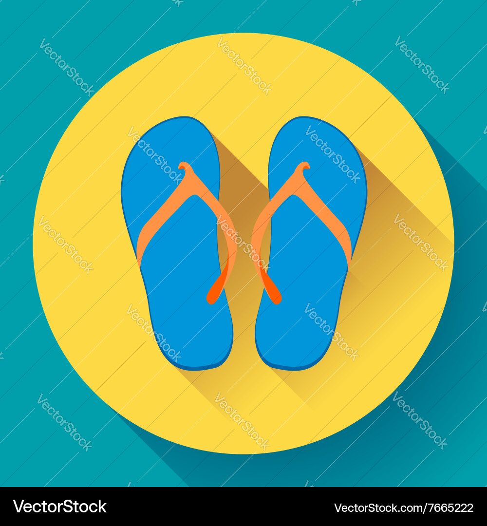 Flat Sandals with Long Shadow Royalty Free Vector Image