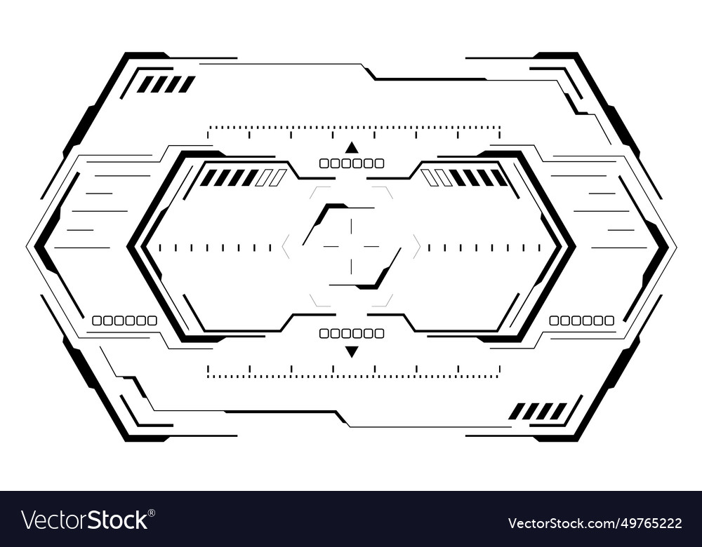 Hud sci-fi hexagon interface screen view black vector image Hud sci-fi hexagon interface screen view black