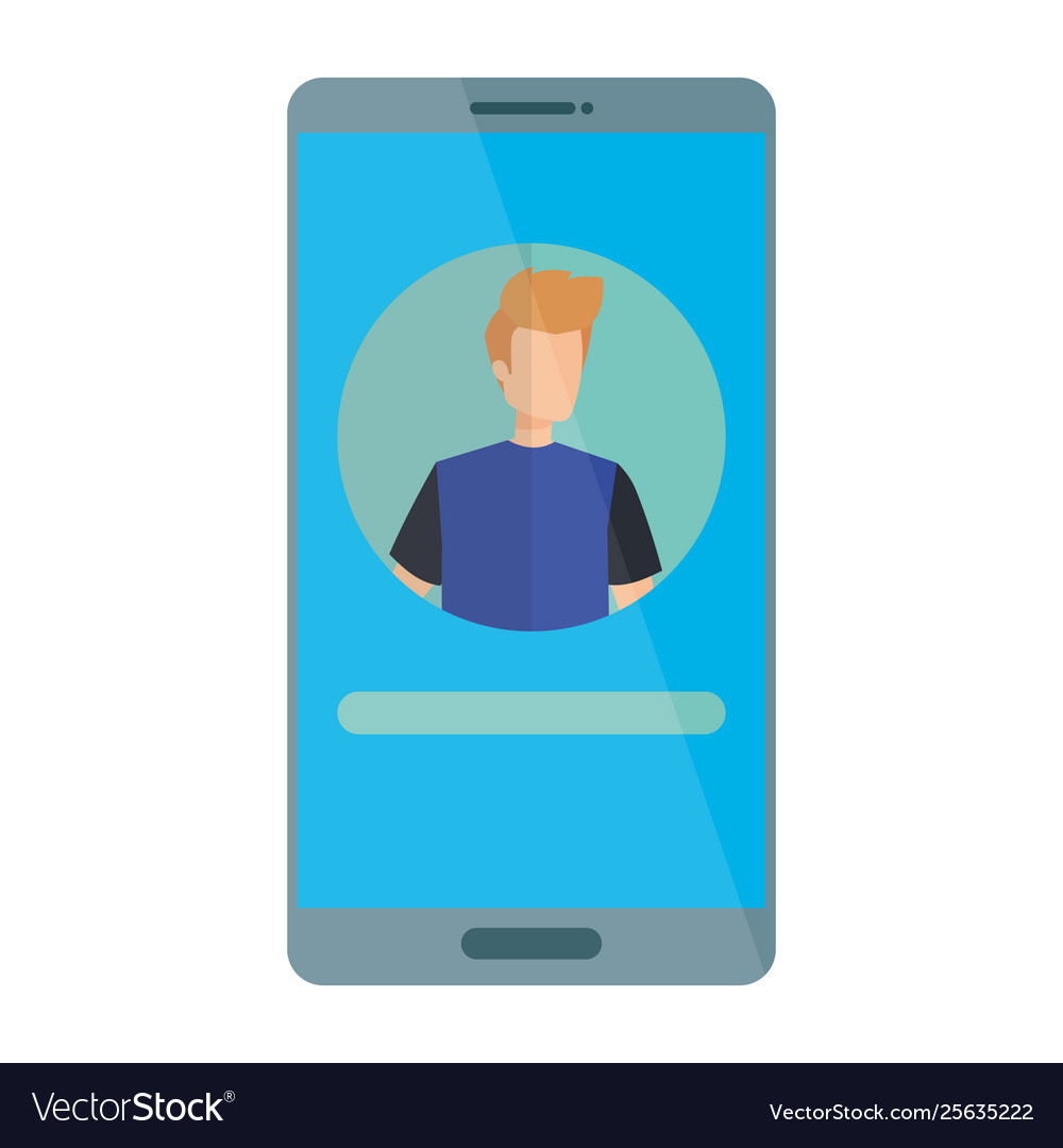 Man acount social in smartphone device character