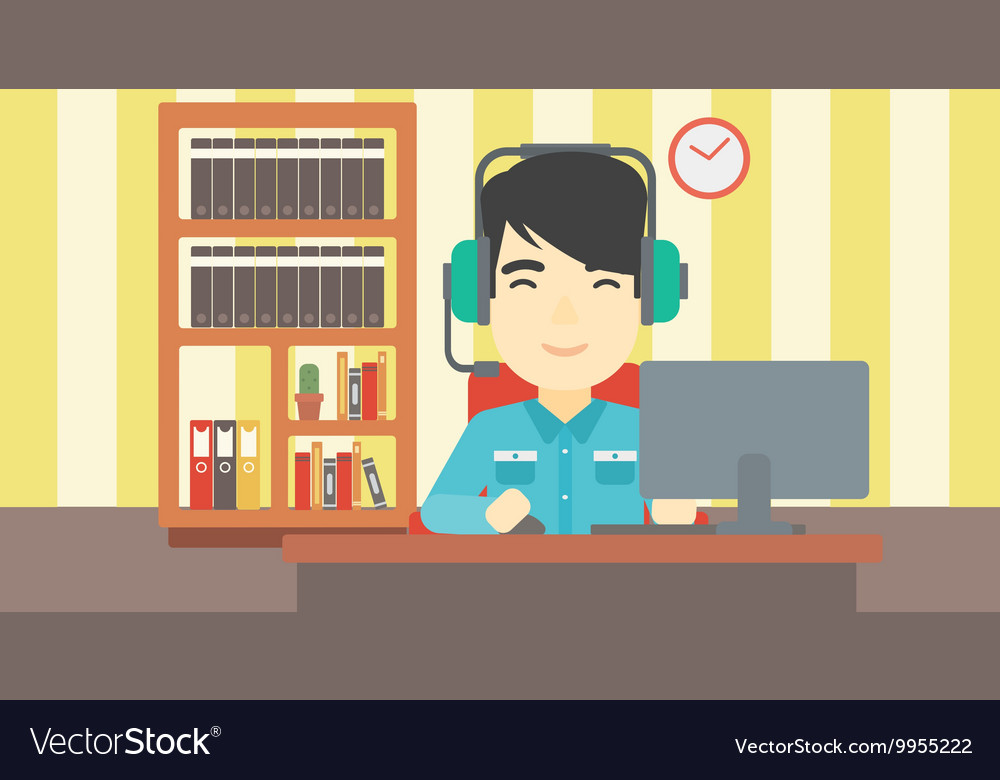 Man playing computer game