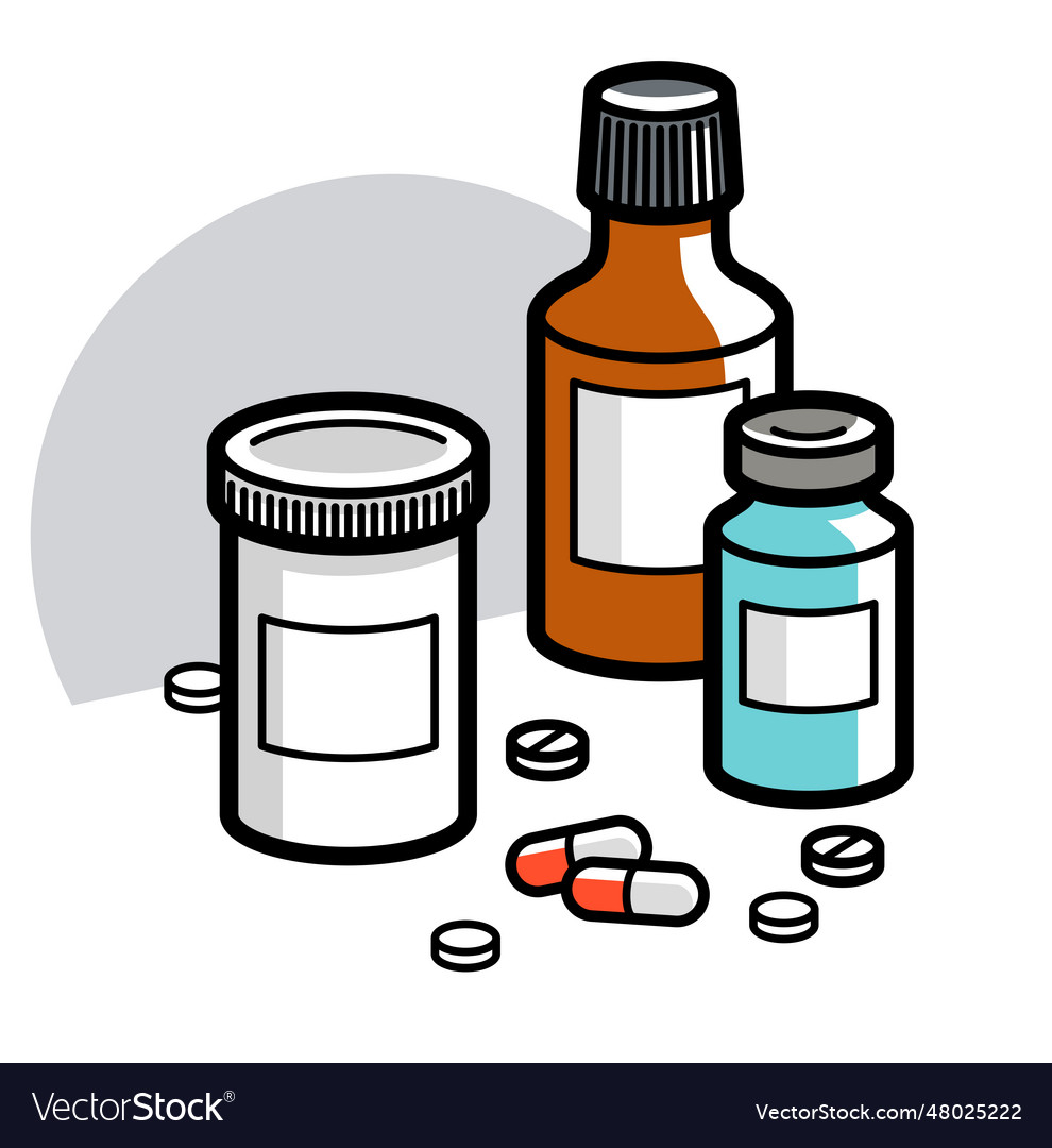 Medicine pharmacy theme medical bottles 3d Vector Image