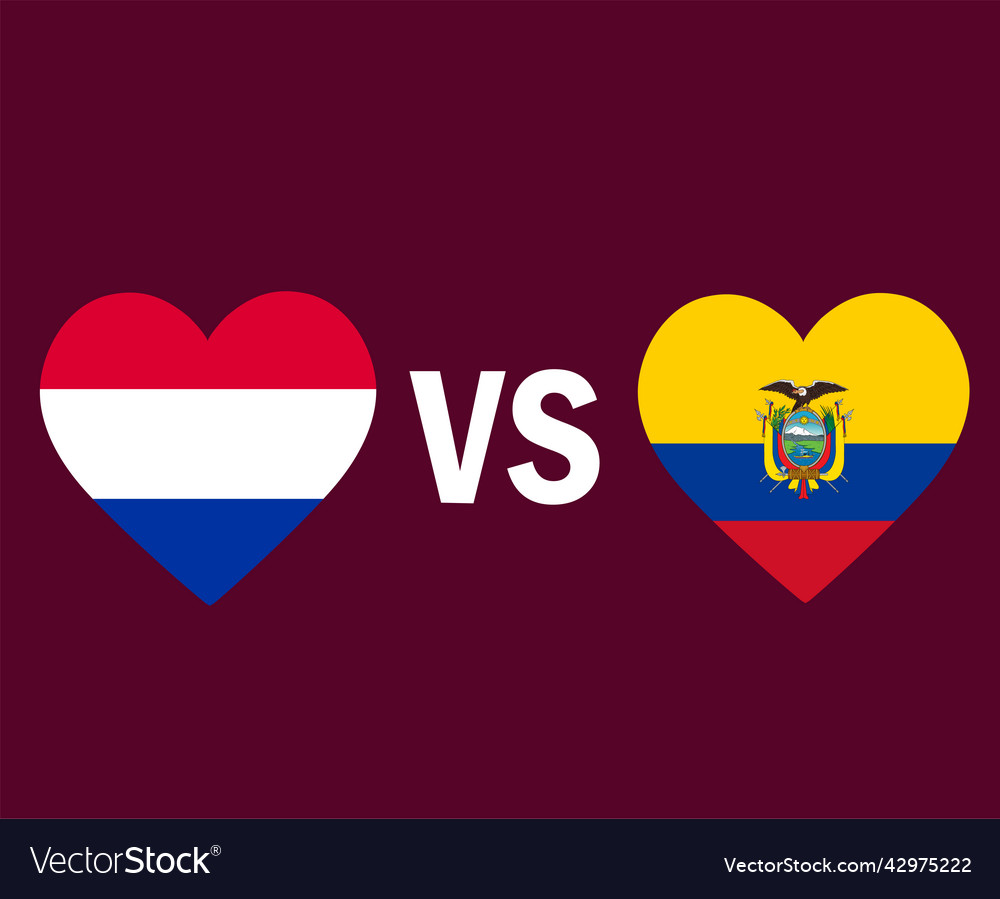 Netherlands and ecuador flag heart symbol design