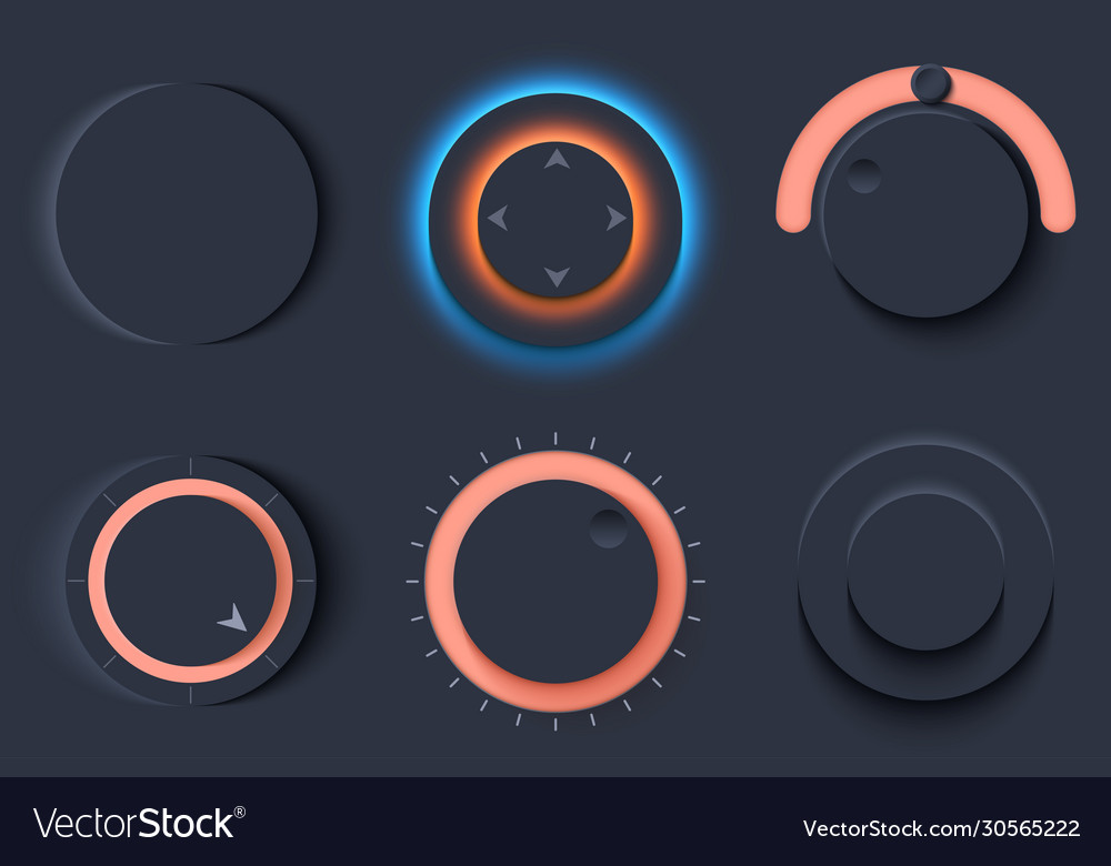 Newmorphic ui circle dark set