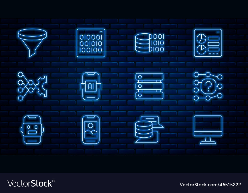 Set line computer monitor neural network binary vector image Set line computer monitor neural network binary
