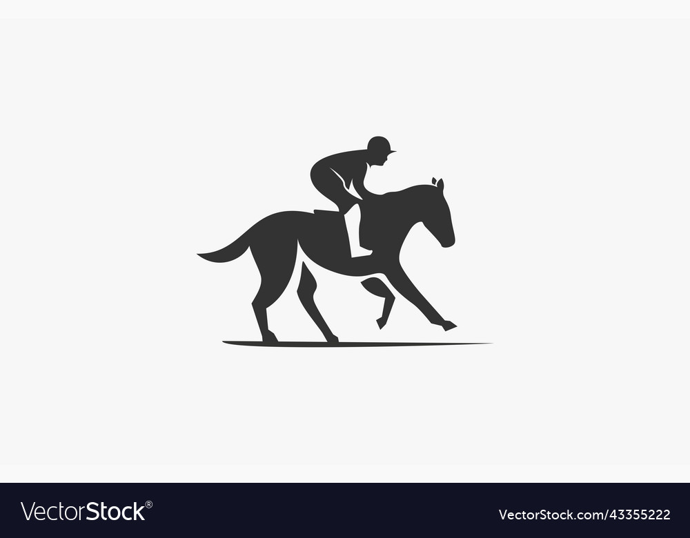 Silhouette logo man riding horse Royalty Free Vector Image