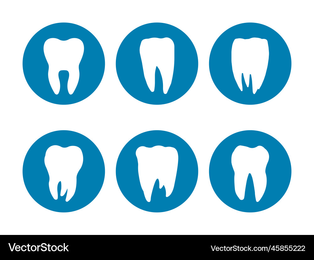 Tooth icon set signs dentist labels Royalty Free Vector
