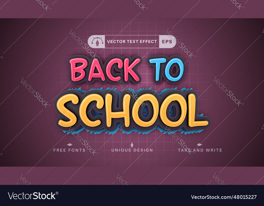 Back to school - editable text effect font style