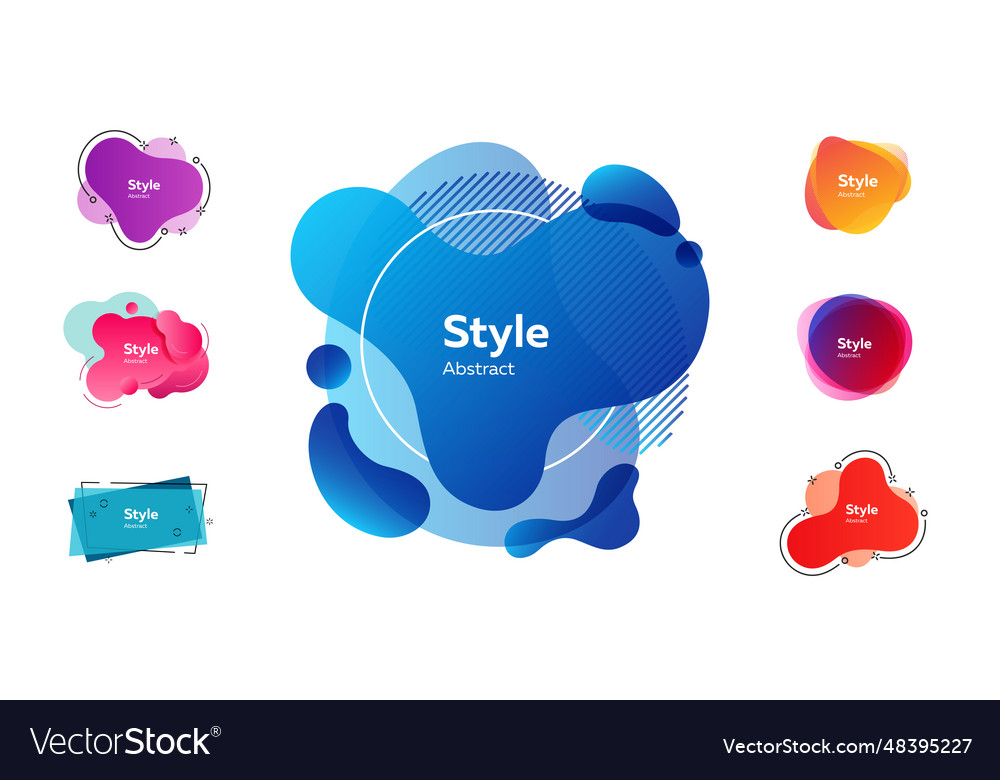 Bright multi layer irregular shapes set vector image Bright multi layer irregular shapes set