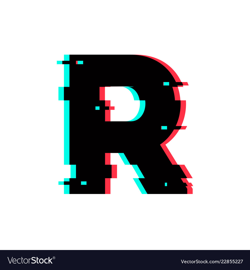 Logo Letter R Glitch Distortion Royalty Free Vector Image