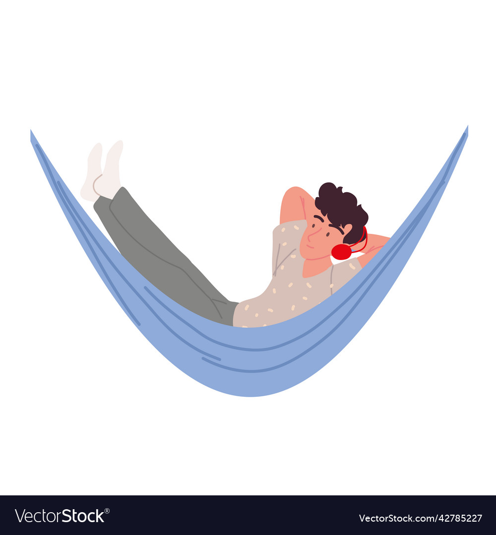 Man relax in a hammock