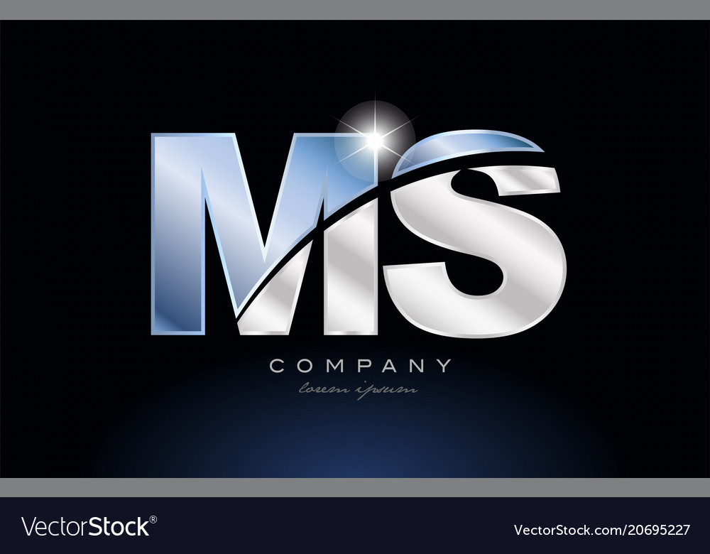 Metal blue alphabet letter ms m s logo company