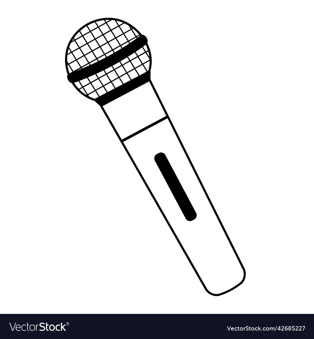 Microphone in doodle style music tool for singer