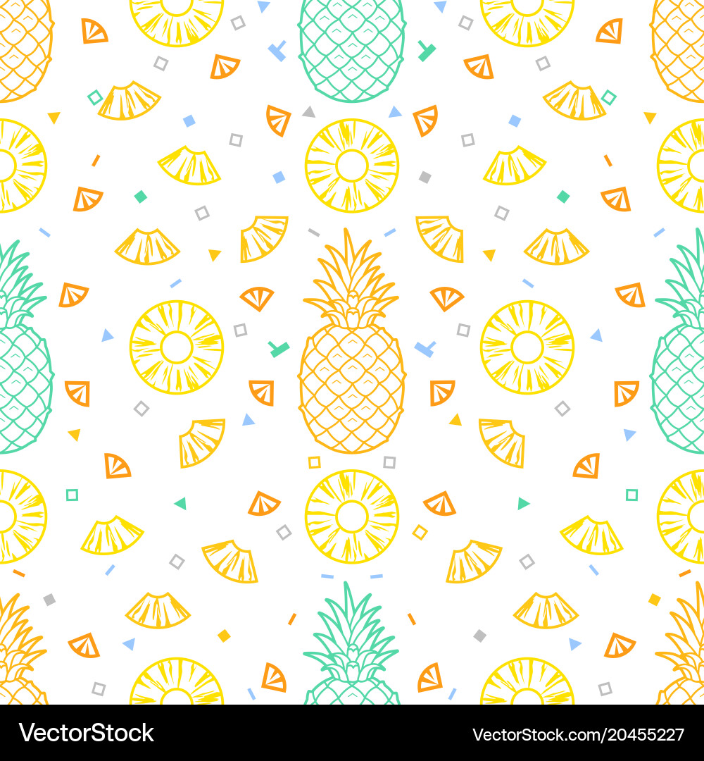 Pineapple fruits seamless pattern background Vector Image
