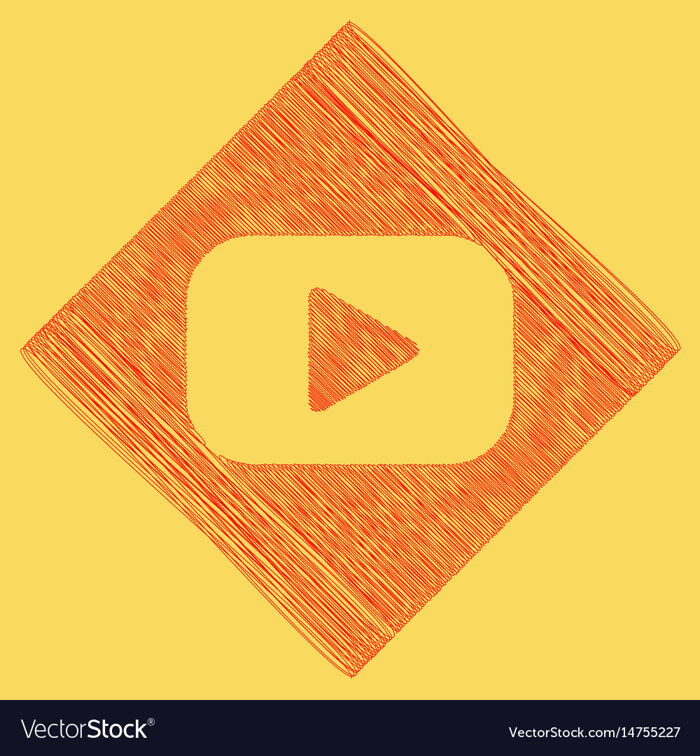 Play button sign red scribble icon