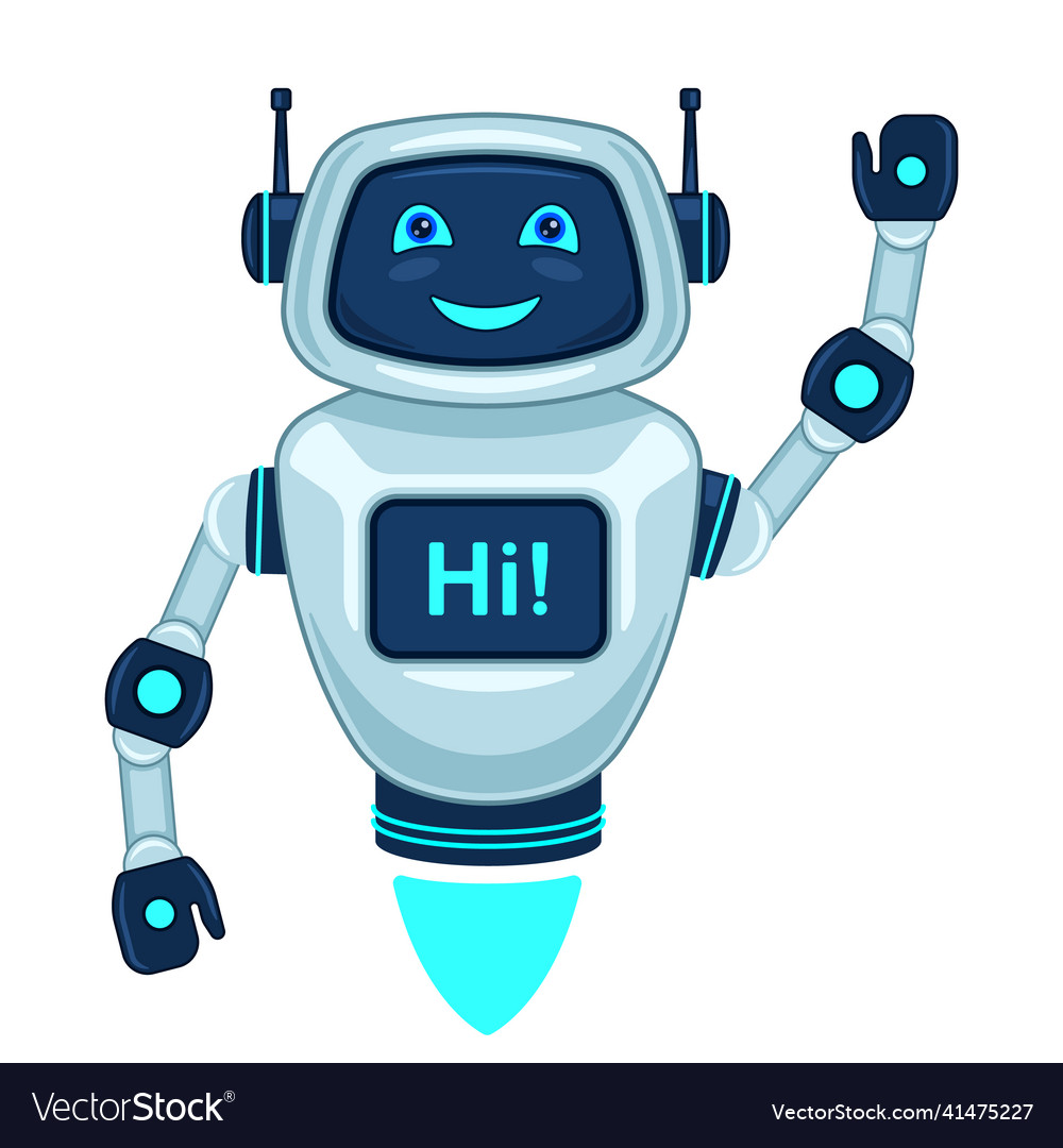 Robot assistant realistic cartoon isolated white Vector Image